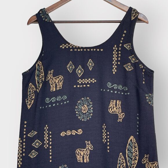 K‎ Studio Maxi Dress Women Size 16 Blue Nature Print Back Zip Vintage - Picture 6 of 13